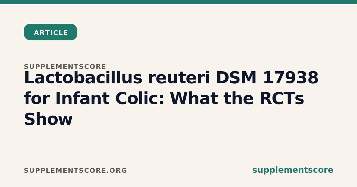 Lactobacillus reuteri DSM 17938 for Infant Colic: What the RCTs